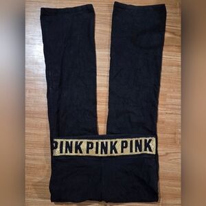 Victoria's Secret PINK Y2K Black/Gold Blingy Flared Yoga Pants Size Large